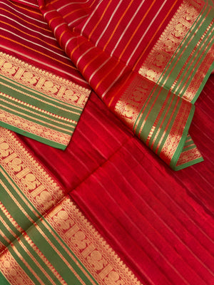Woven Motifs Silk Cotton - deep red veldhari