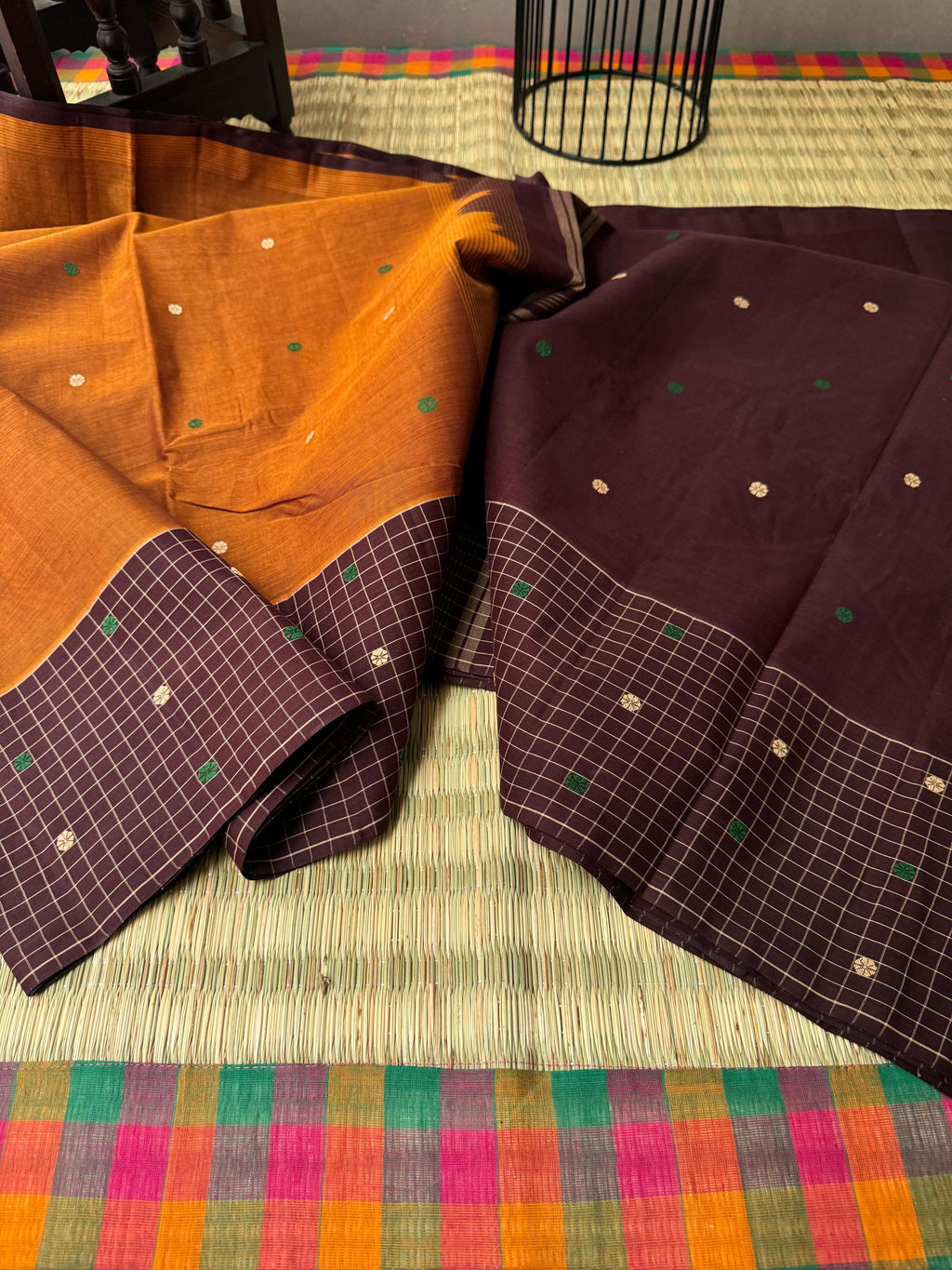 Pragatham - Contrast Play - caramel brown and coffee
