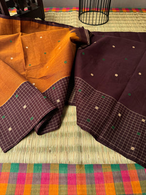 Pragatham - Contrast Play - caramel brown and coffee