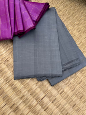 Niram - Celebrating of Full Plain Kanchivaram Silks Paired with Beautiful Blouses - stunning grey and kanchivaram zari kattam blouse
