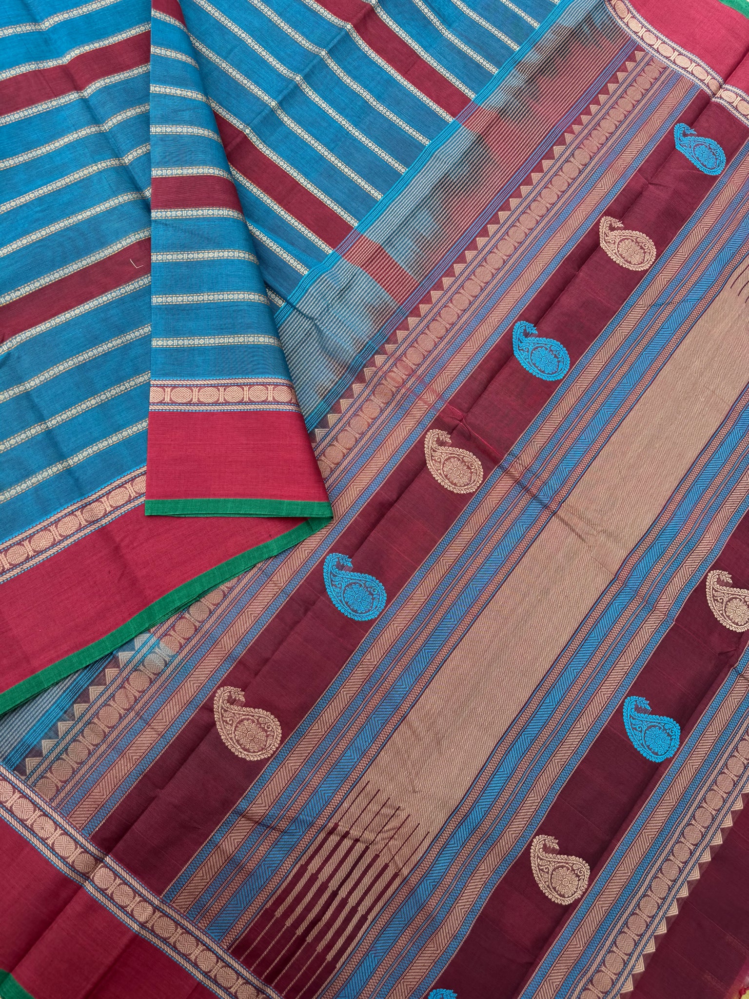 Mangalavastaram - deep burnt blue veldhari