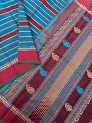 Mangalavastaram - deep burnt blue veldhari