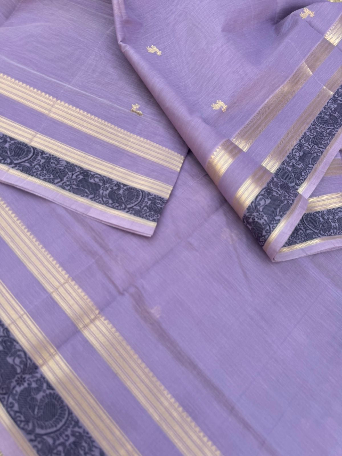 Pastels on Zari Kissed Silk Cotton - a burnt pastel lavender
