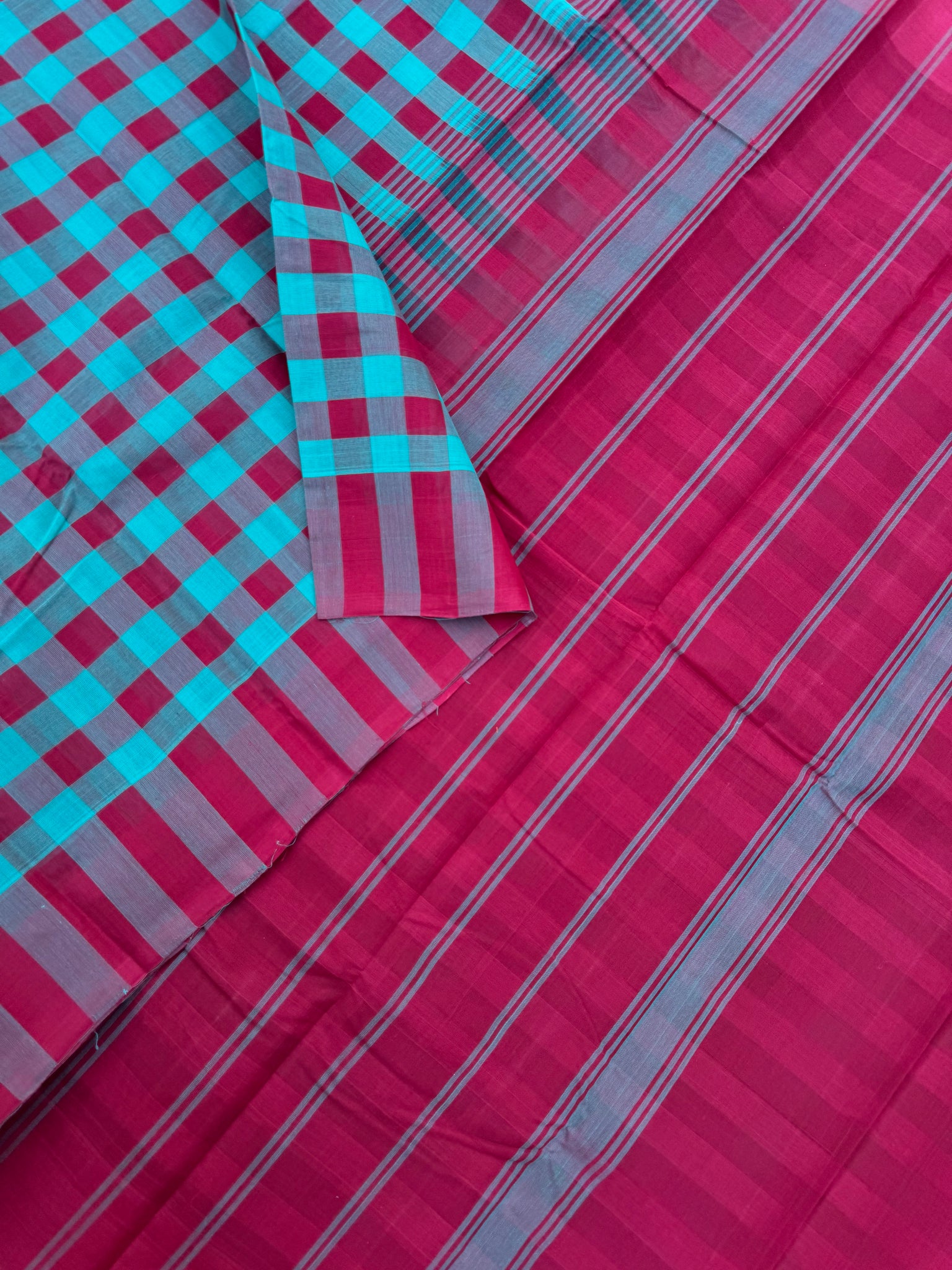 Pragatham - Contrast Play - teal and aaraku with full chettinad vibes