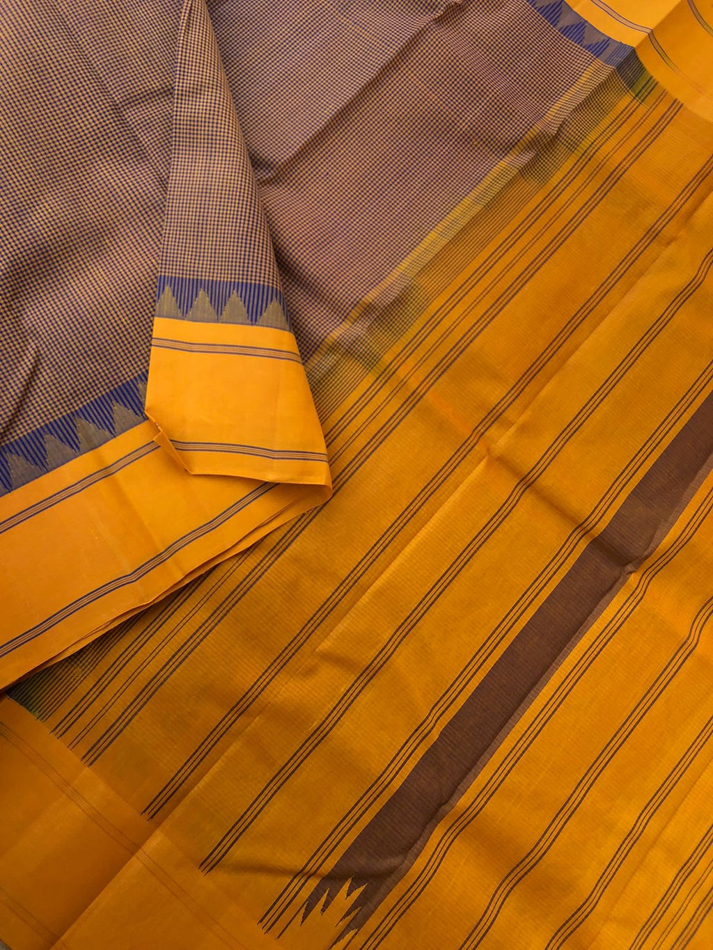 Signature Korvai Silk Cottons - mustard on mustard kasa kasa kattam