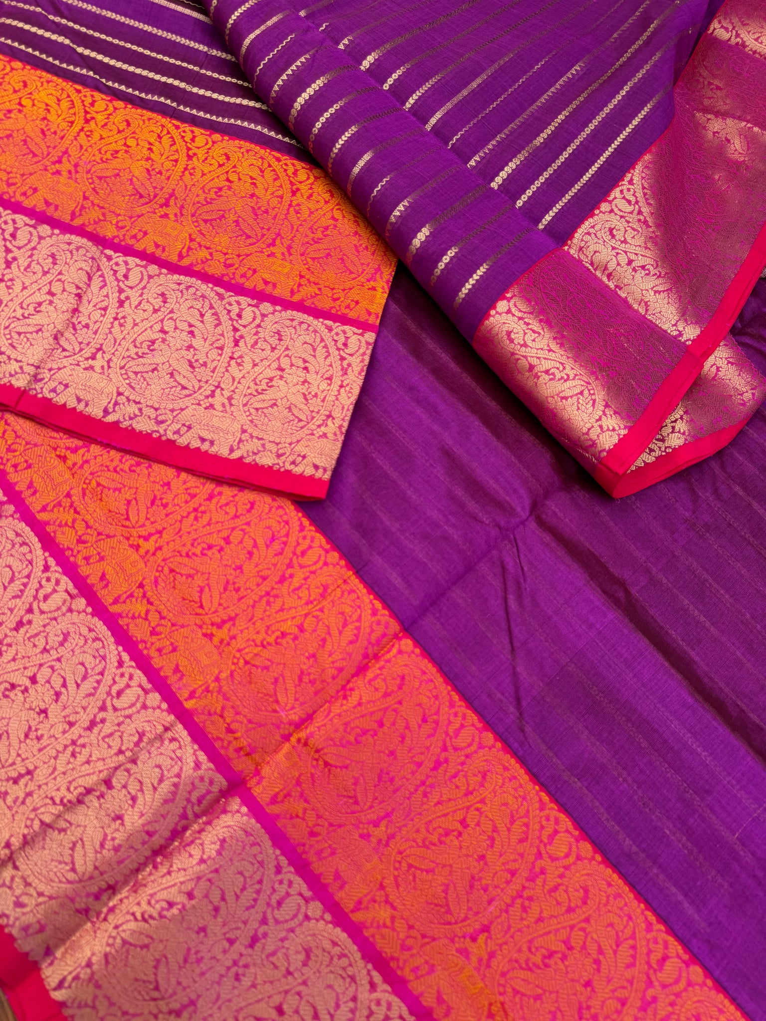 Zari Kissed Silk Cotton - grandest purple veldhari