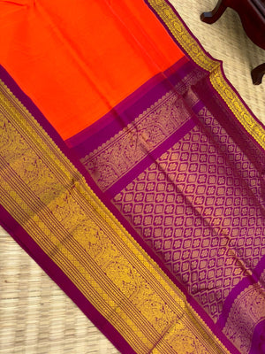 Korvai Silk Cottons - orange majentha