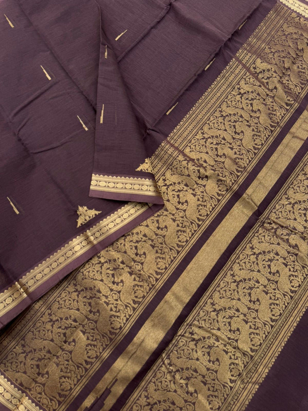 Zari Touched Mangalavastaram - unusual chocolate grey