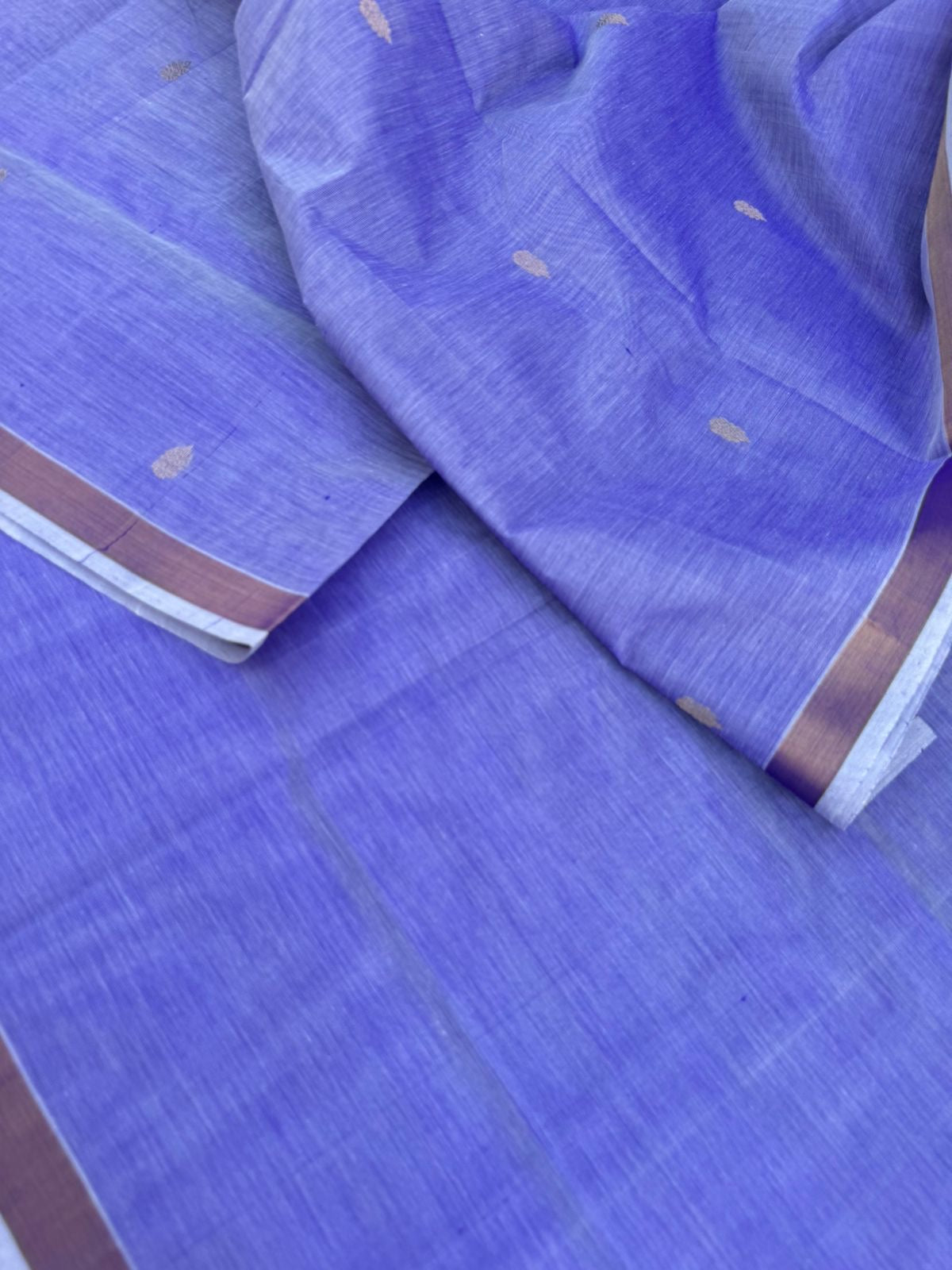 Pastels on Zari Kissed Silk Cotton - pastel sottu neelam tone of off white with ine inch tissue borders