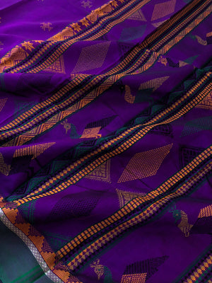 Woven Motifs Silk Cotton - deep violet Bomkai