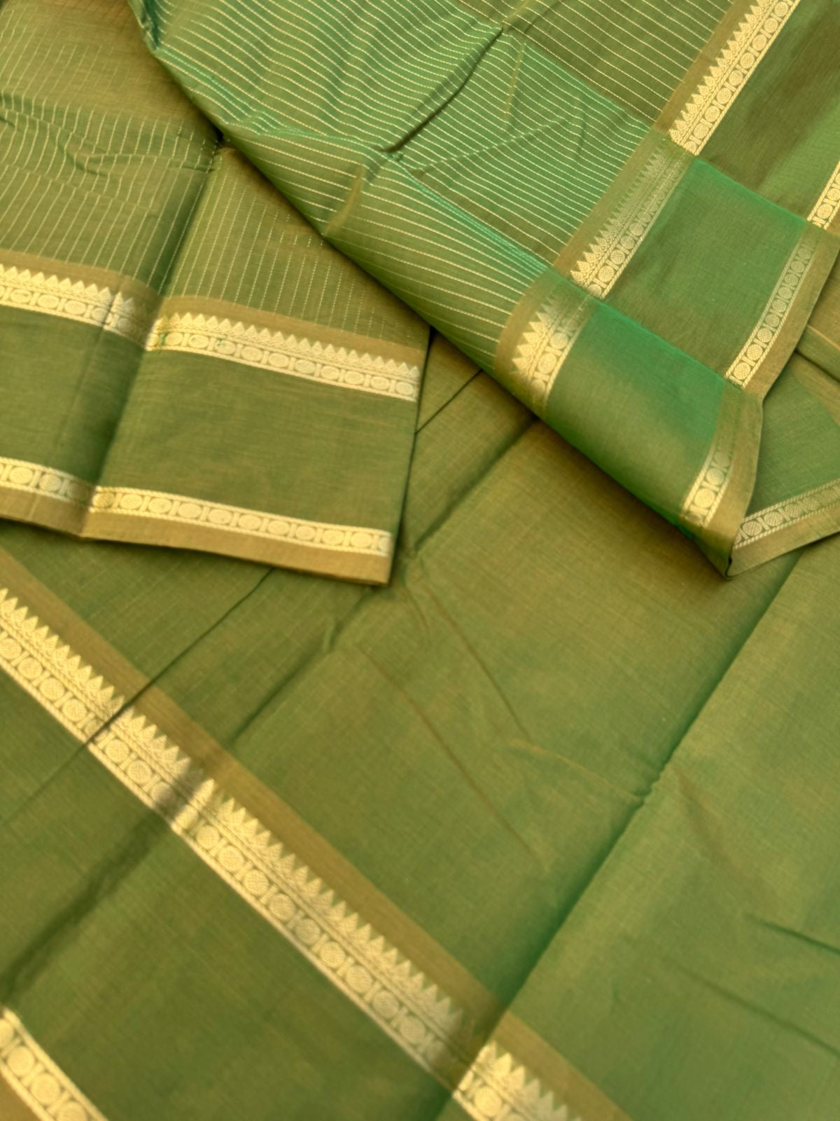 Zari Touched Mangalavastaram - rust mixed green