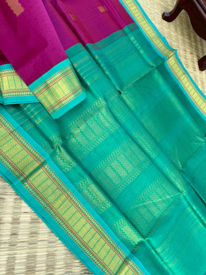 Korvai Silk Cotton - deep purple and teal
