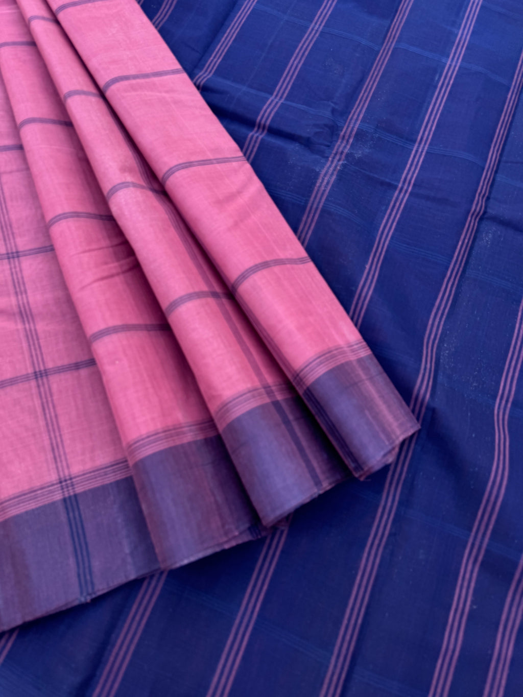 Pragatham - Contrast Play - pale keva pink and navy blue