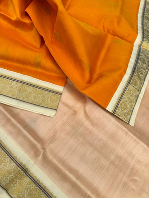 Korvai Silk Cottons - stunning mango yellow and creamy off white