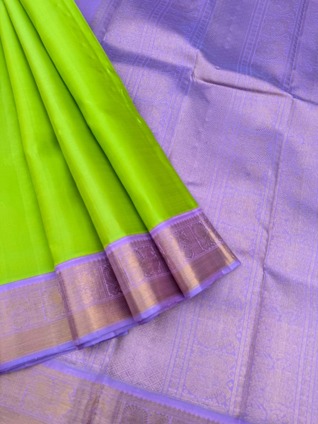 Meenakshi - Heirloom Korvai Kanchivaram - fresh green and lavender