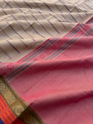 Mangalavastaram - beige and pink veldhari