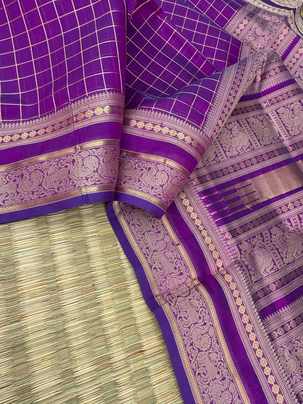Zari Kissed Silk Cotton - purple muthukattam