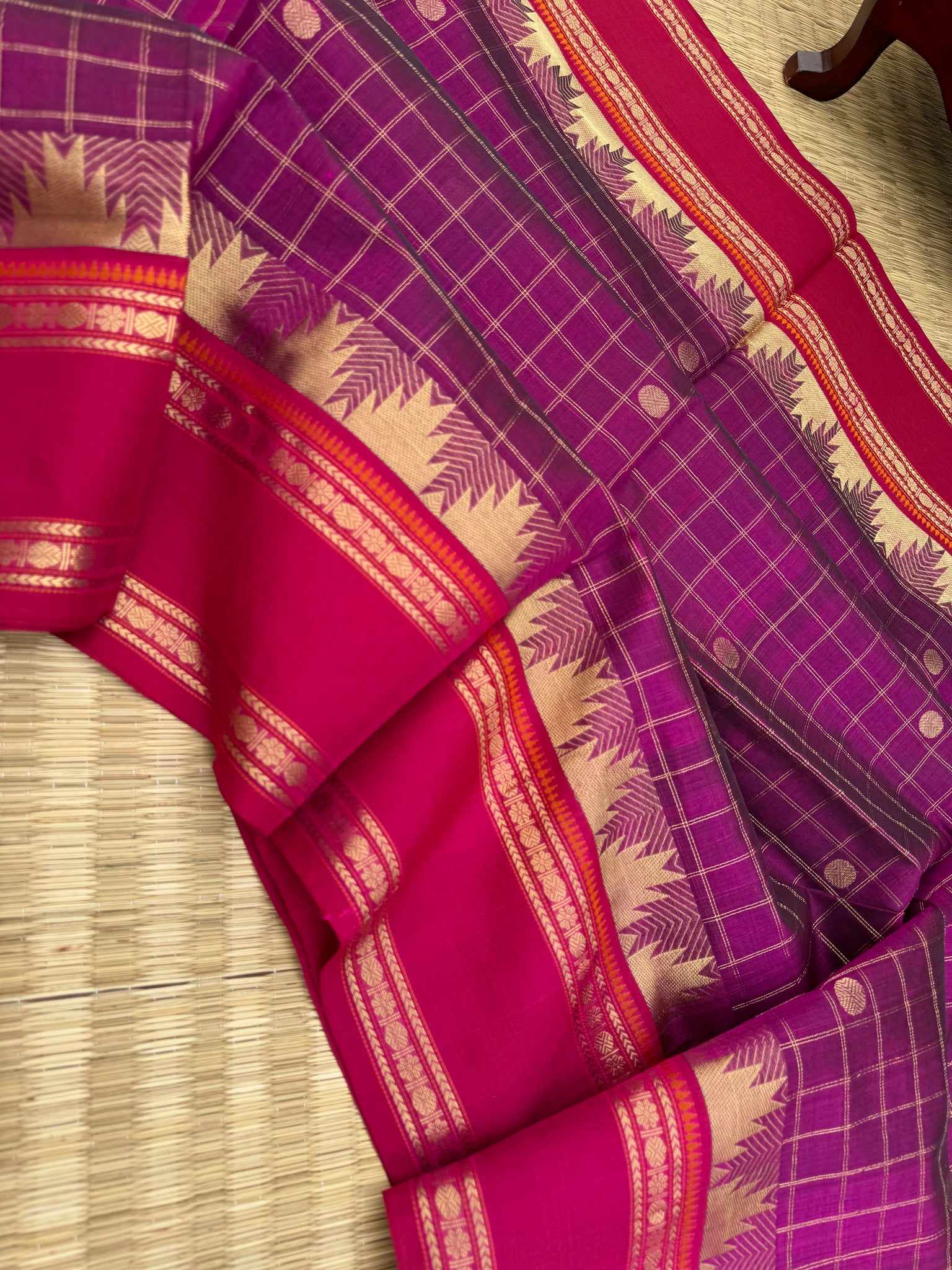 Zari Kissed Silk Cotton - a majentha purple pink with all traditional designs in one saree