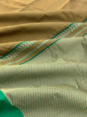 Mangalavastaram - a green on green double weave a rare find and difficult to make