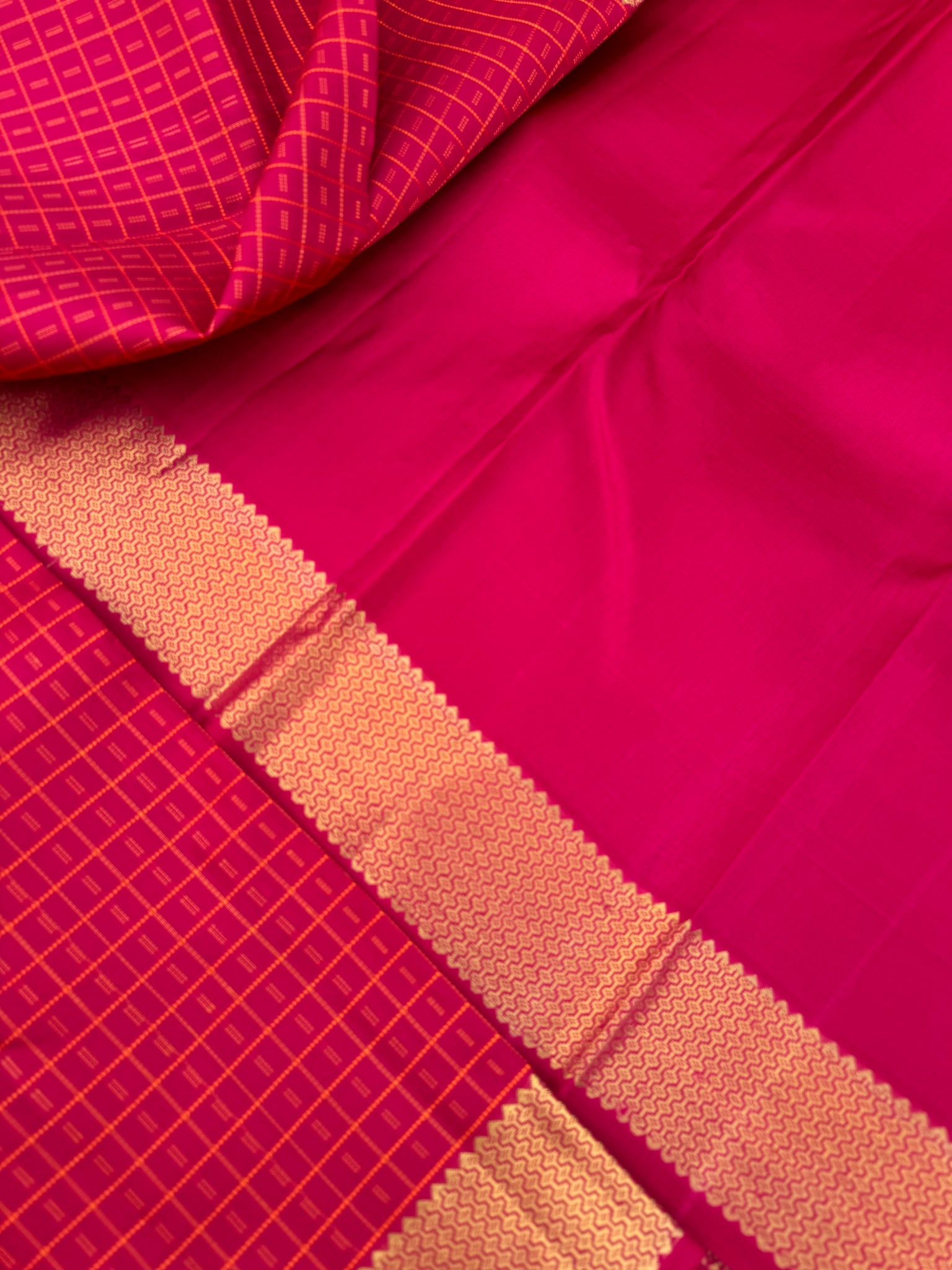 Haritham - Heirloom Yarn Play on Kanchivaram - a gorgeous kum kum red lakshadeepam with bomkai woven pallu and solid gold zari woven borders