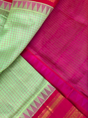 Korvai Silk Cotton - pista ice cream and pink podi kattam