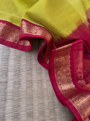 Korvai Silk Cotton - sampanga and red