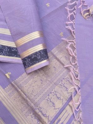 Pastels on Zari Kissed Silk Cotton - a burnt pastel lavender