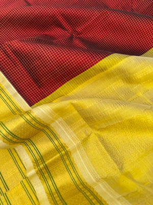 Korvai Silk Cottons - deep dark maroon and hold podi kattam