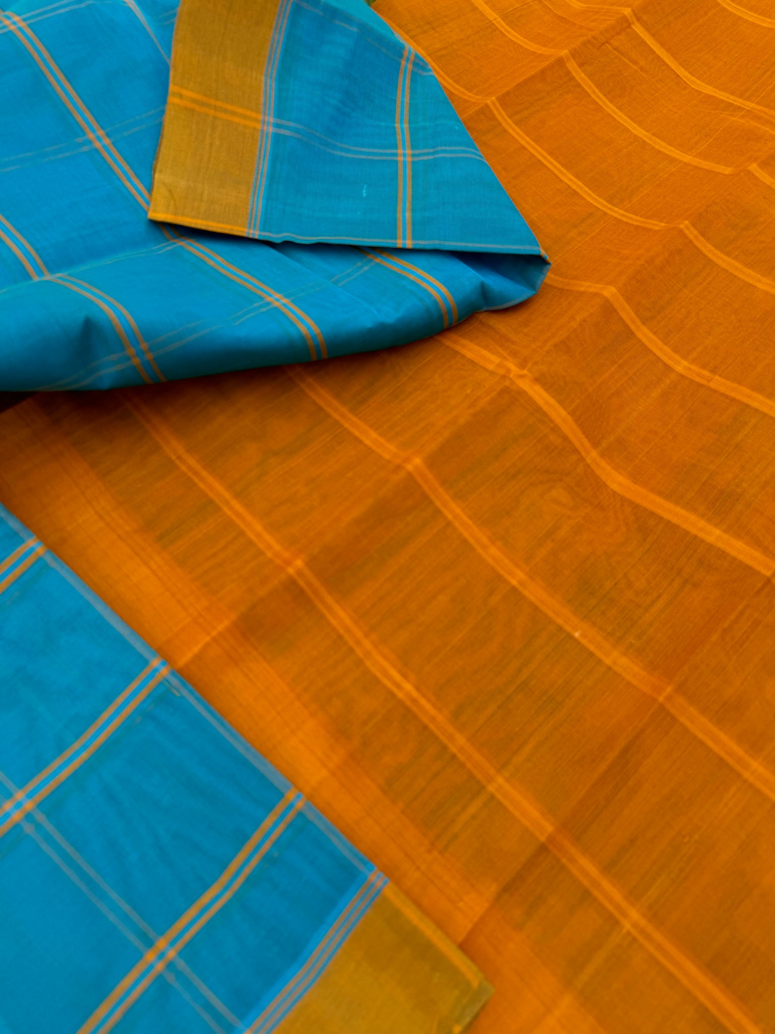 Pragatham - Contrast Play - ocean and dark mustard
