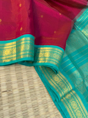 Korvai Silk Cottons - majenta and aqua