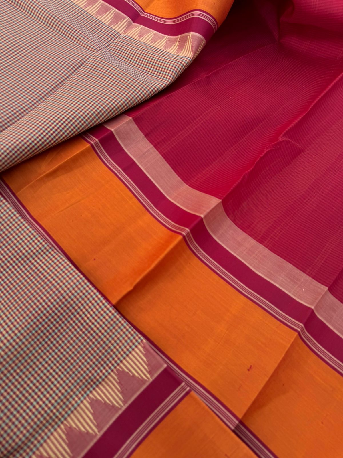 Signature Silk Cotton -beige ice blue aaraku three colour woven kasa kasa kattam