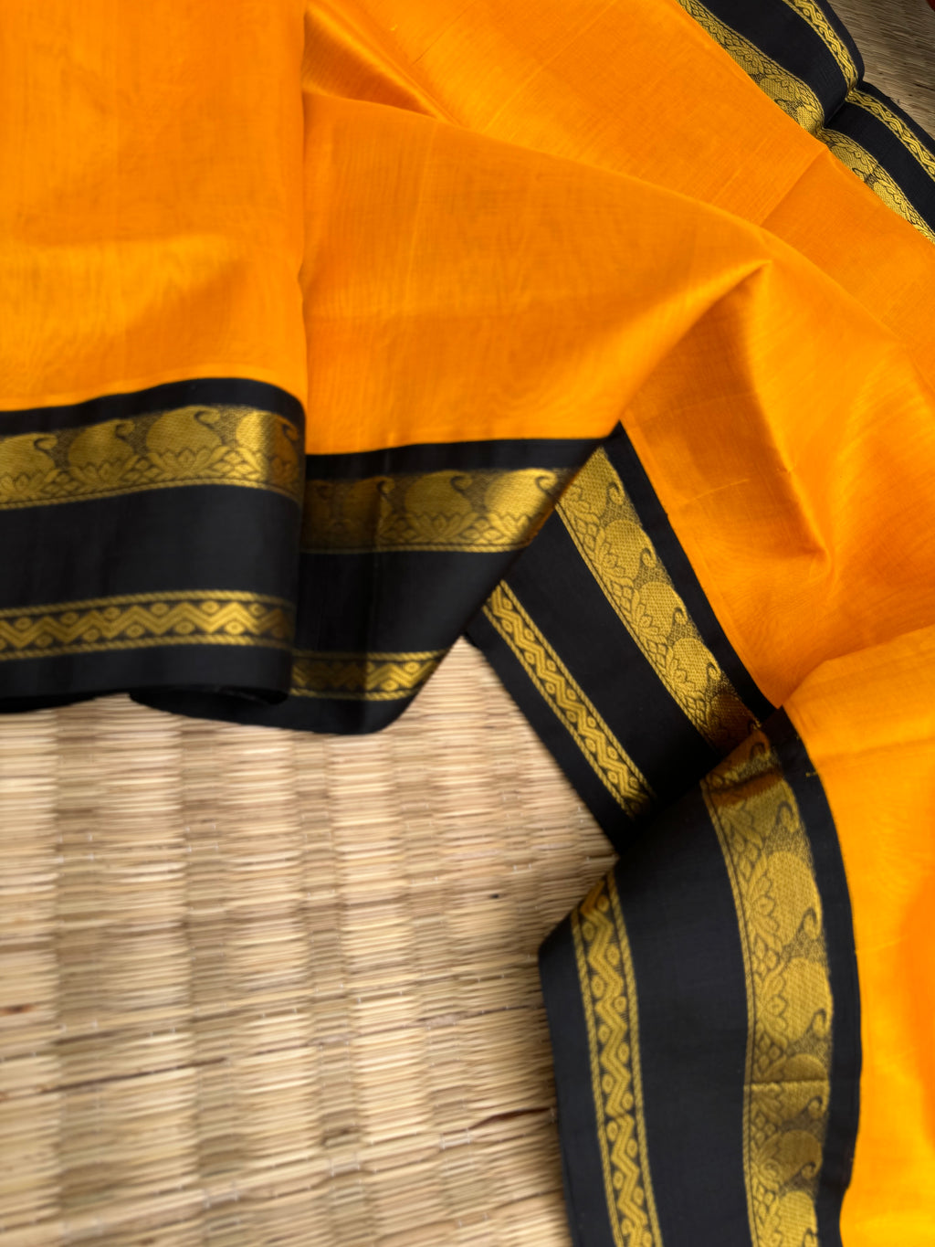 Korvai Silk Cottons - mustard and black