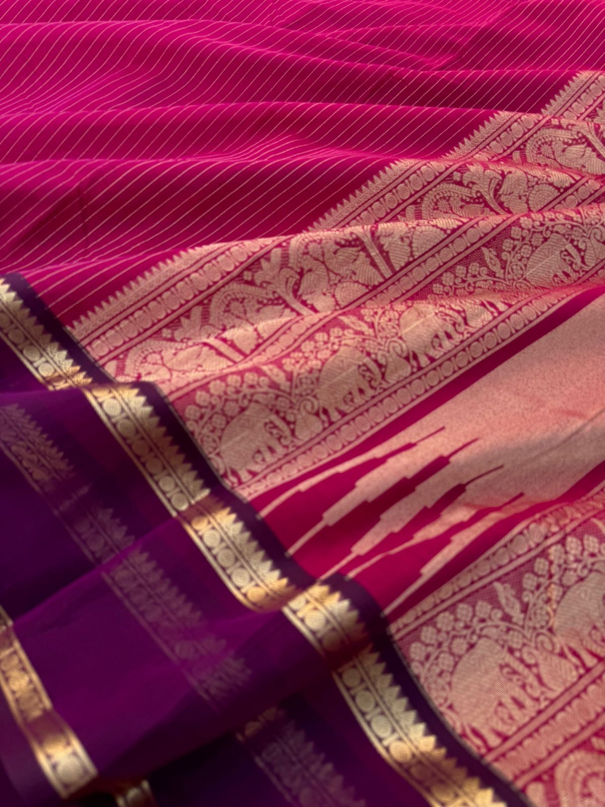 Zari Touched Mangalavastaram - stunning deep pink and purple
