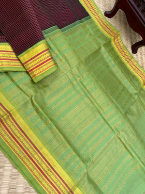 Korvai Silk Cottons - maroon aaraku podi kattam