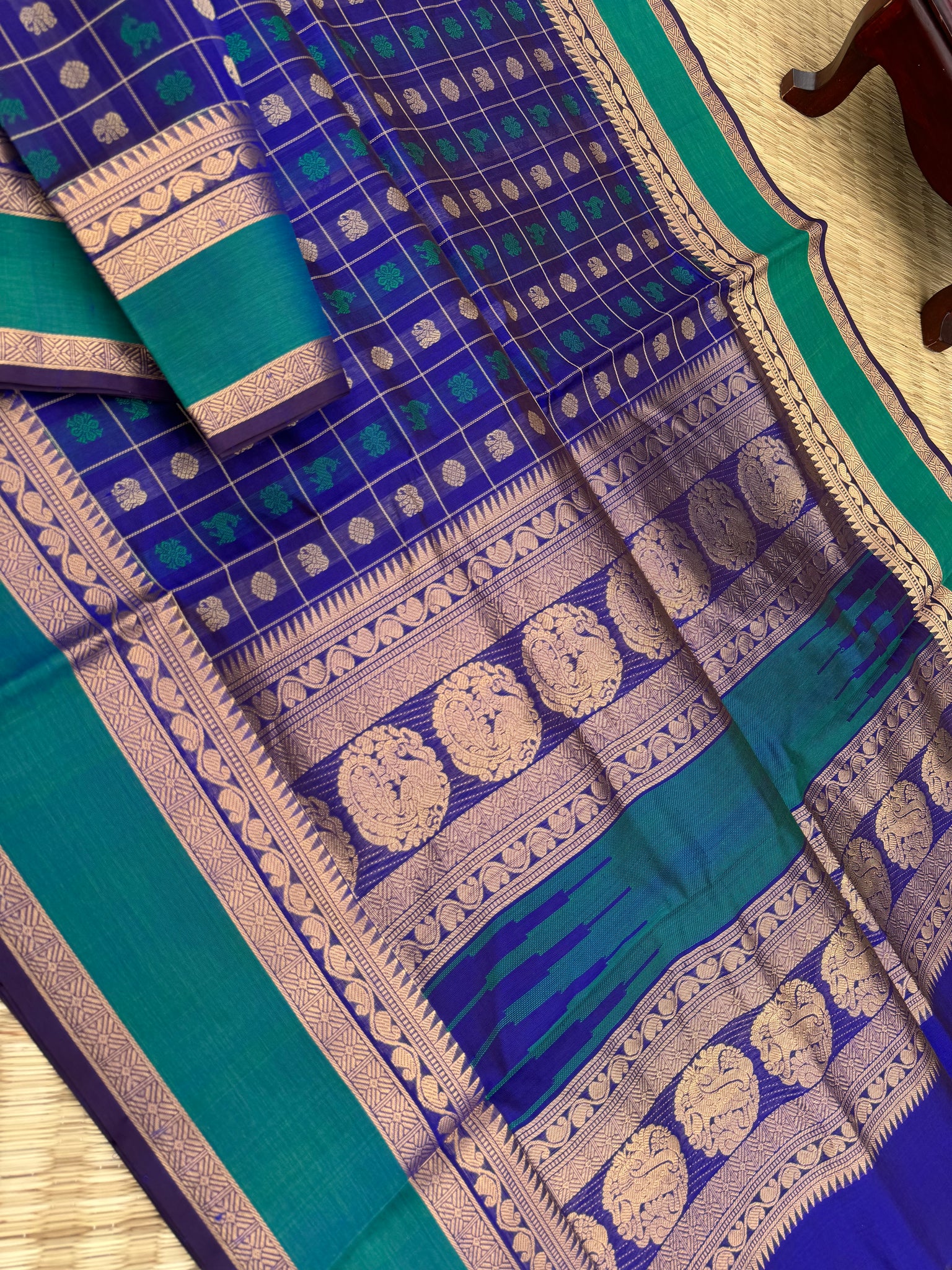 Woven Motifs Silk Cotton - ink blue 1000 buttas