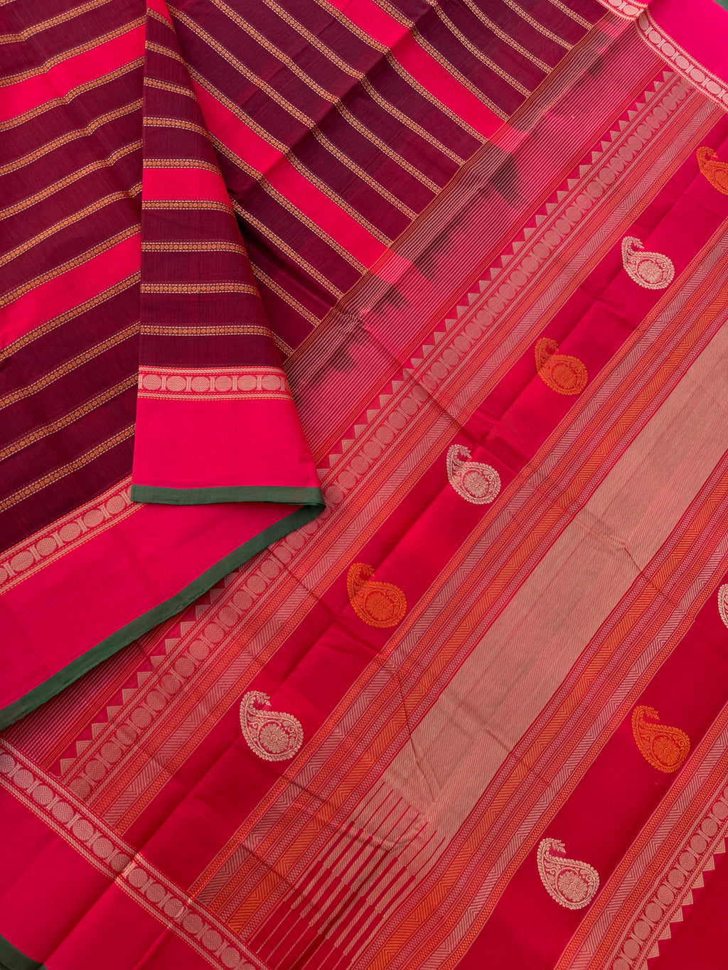 Mangalavastaram - deep marron and red veldhari