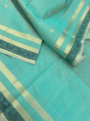 Zari Kissed Silk Cotton - pastel pale aqua green