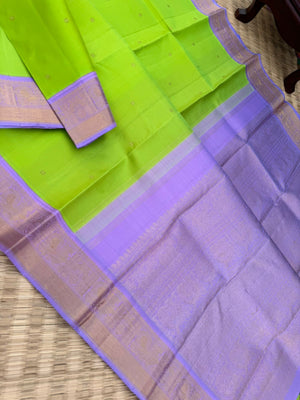 Meenakshi - Heirloom Korvai Kanchivaram - fresh green and lavender