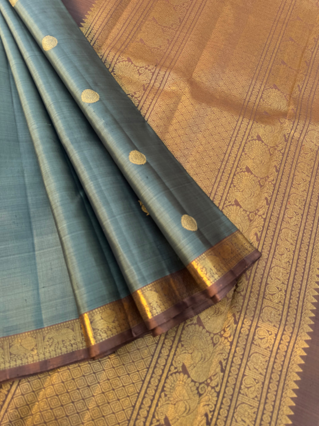 Diwali Edits - Kanchivaram For All Occasions - stunning unusual grey and chocolate for people who love small borders