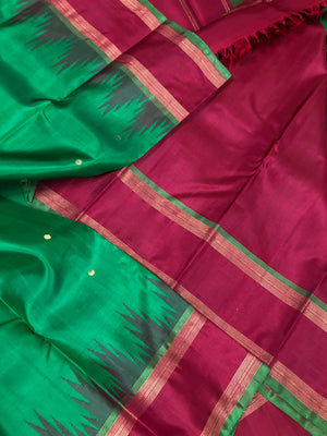 Diwaly Vibes on Korvai Kanchivaram - Meenakshi green and maroon