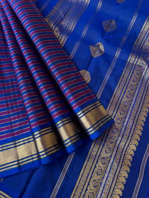 Kattam Koodu on Kanchivaram - the most vintage style zari stripes woven body with classy pallu