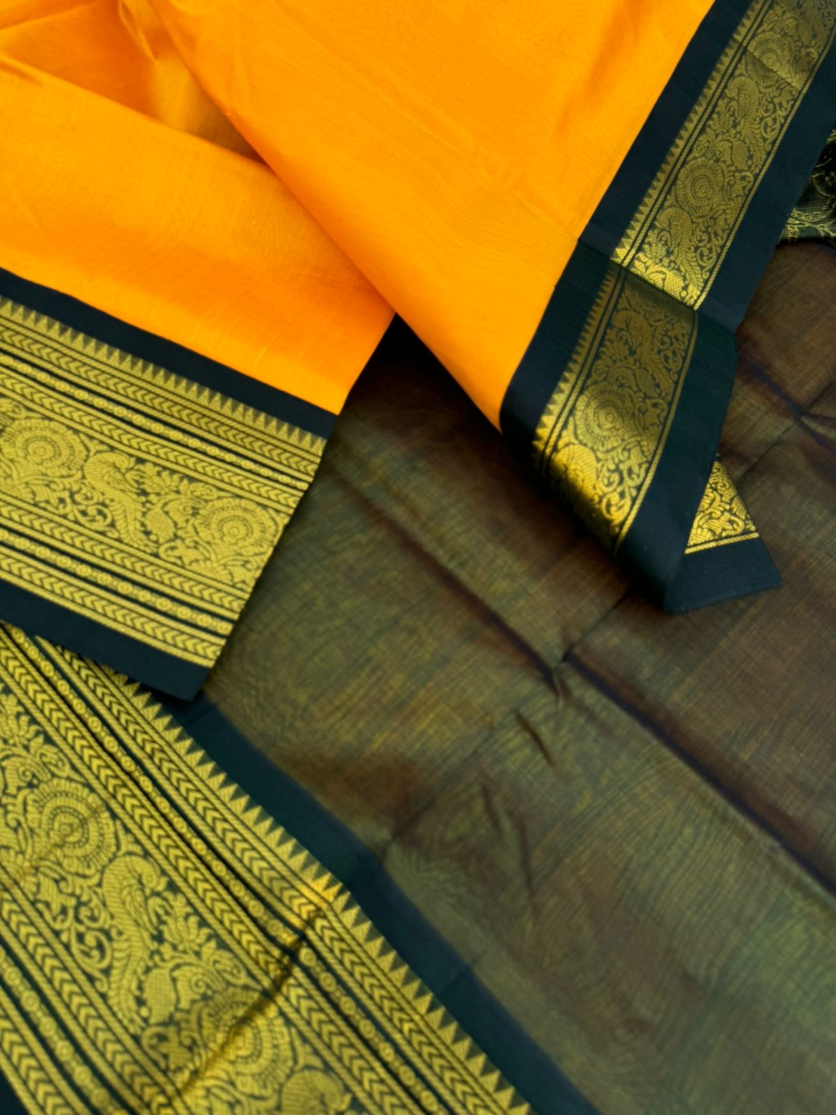 Korvai Silk Cottons - gorgeous mango yellow and green