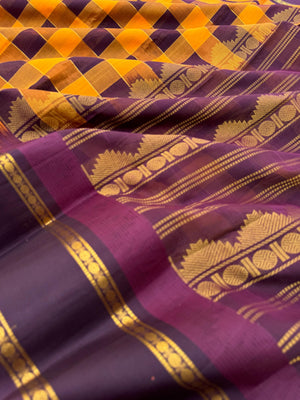 Korvai Silk Cottons - mustard and burgundy