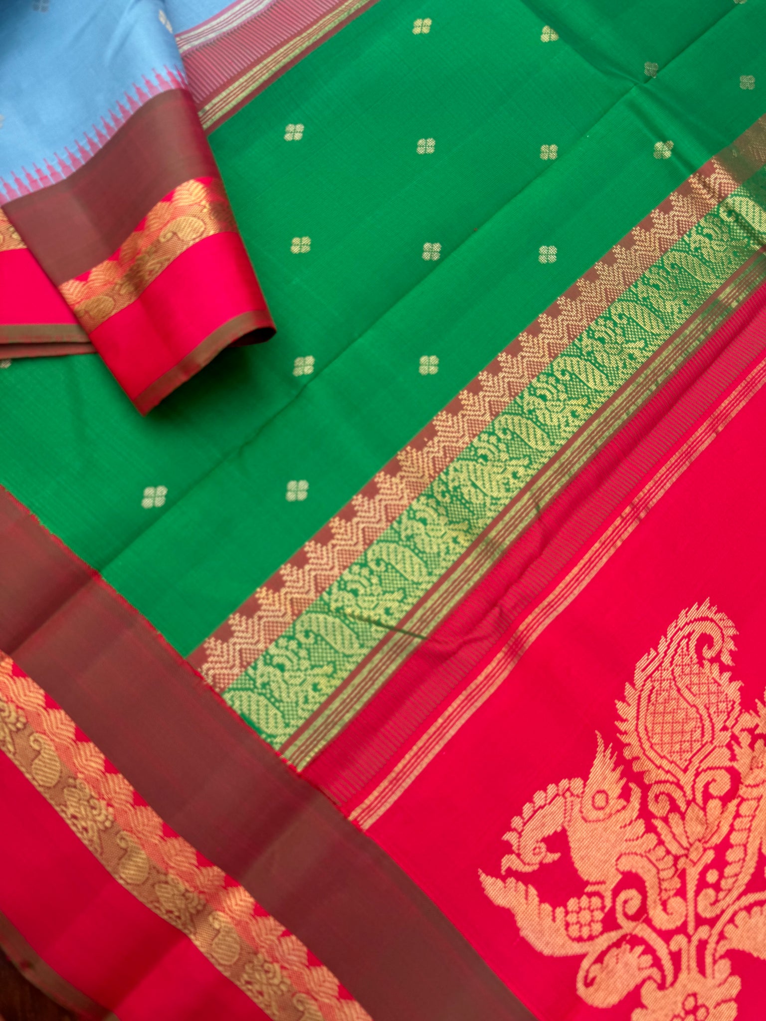 Vintage Ragas on Kanchivarams - a pale powder blue most traditional ol ...