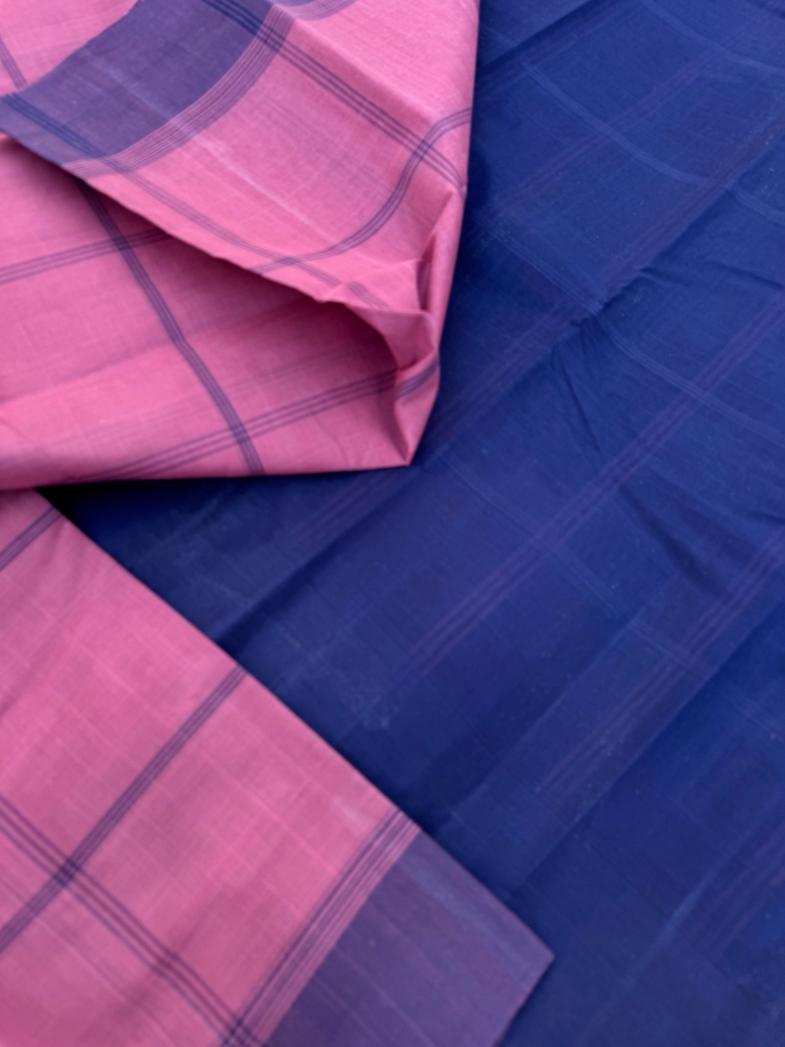 Pragatham - Contrast Play - pale keva pink and navy blue