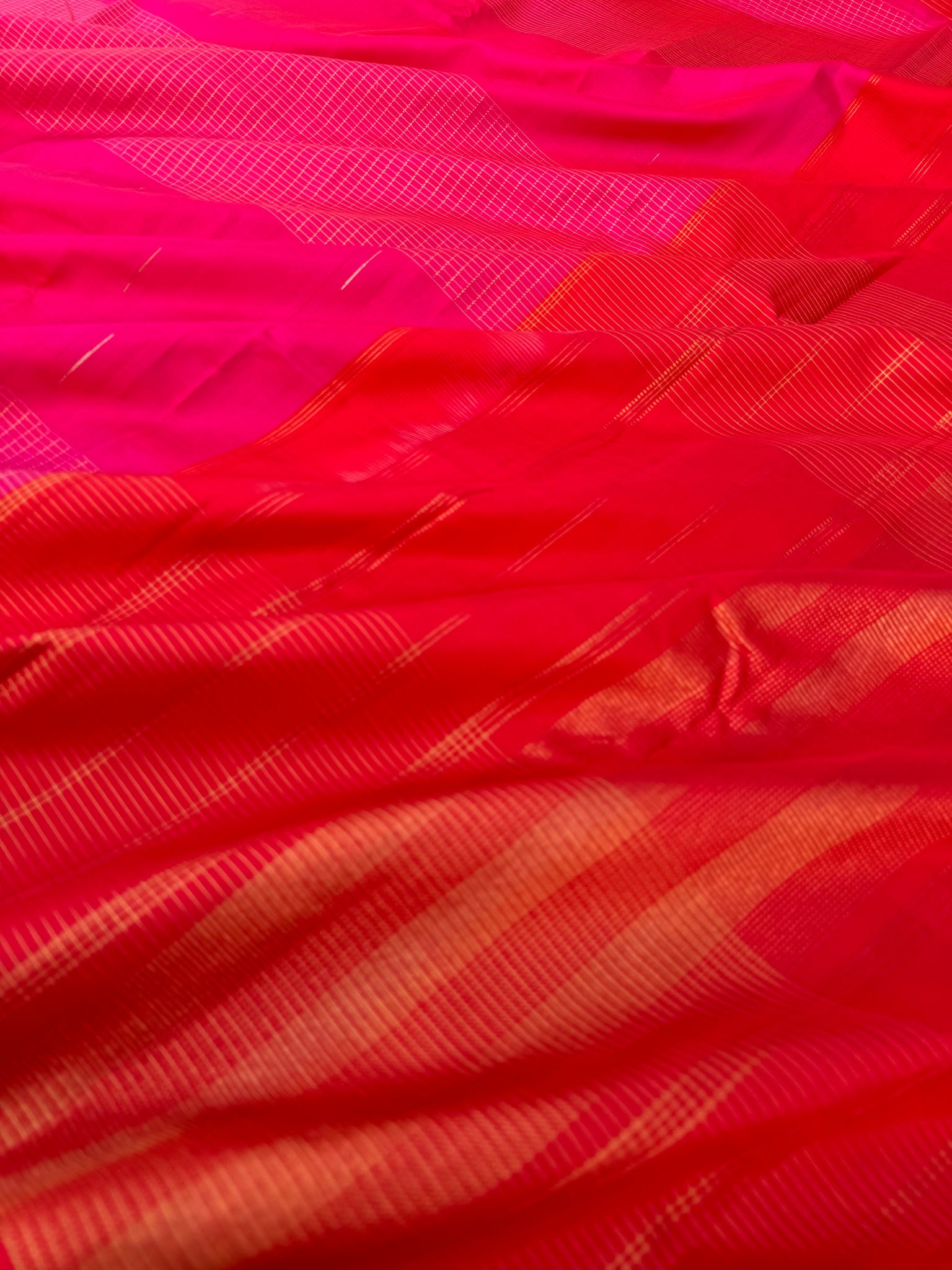 Aadthyayam – The Everyday Kanchivaram - a stunning pink body with red pallu and blouse