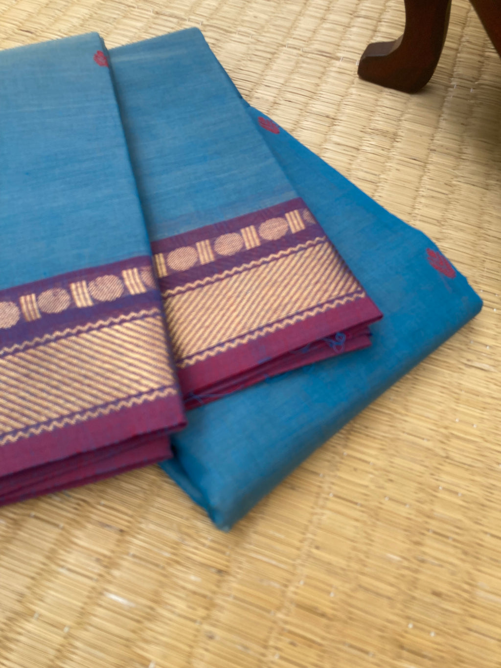 Woven Buttas on Kanchi Cottons - powder blue