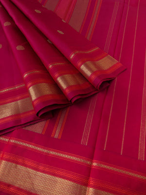 Tara - Traditional Colours on Traditional Kanchivarams - the most beautiful deep dark red and gold zari woven borders with moppula
