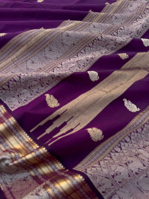Zari Touched Mangalavastaram - dark deep jammun purple