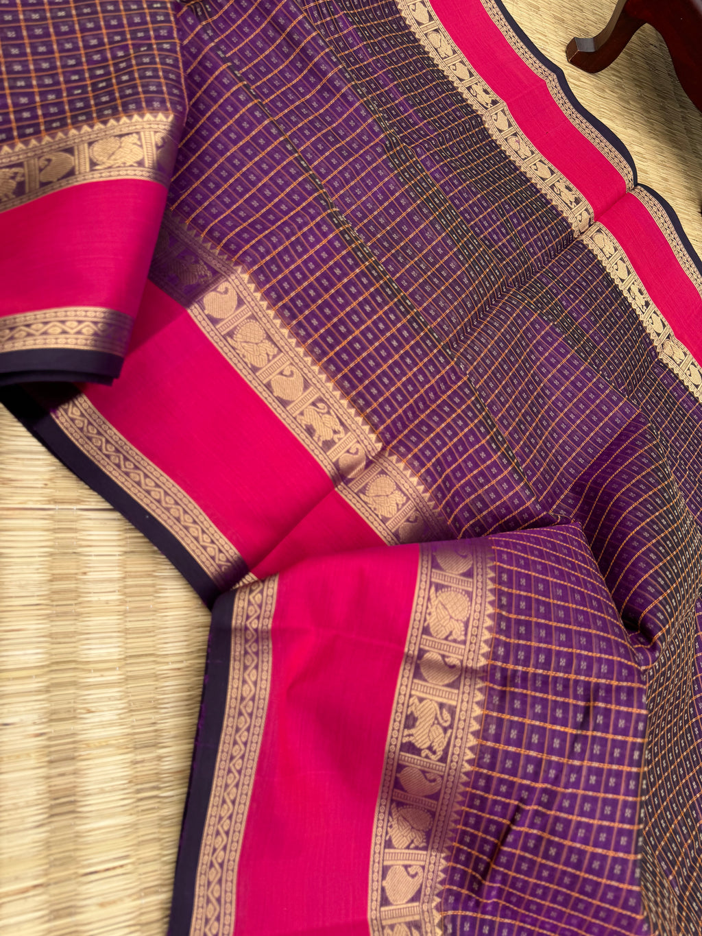 Woven Motifs Silk Cotton - deep plum purple lakhasdeepam